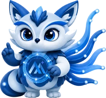 cami, holding up a paw beside its emblem