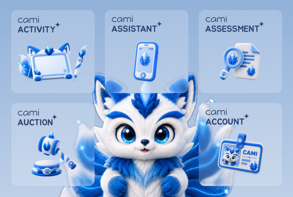 The five rooms: cami Activity, cami Assistant, cami Assessment, cami Auction, cami Account
